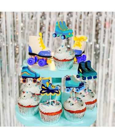 Fangleland 36 Pieces Roller Skates Cupcake Toppers for Boys - Sports Theme Party Dessert Picks Roll Skating Birthday Party Baby Shower Gender Reveal Decorations Blue - Buy Online on GoSupps.com