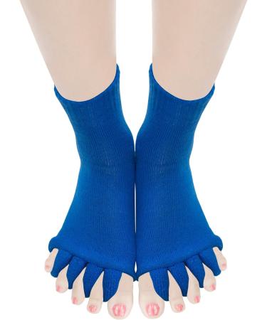 Toe Separator Yoga Socks for Foot Alignment | Gym & Sports Massage Socks for Sore Feet & Diabetics - Blue - Buy Online on GoSupps.com