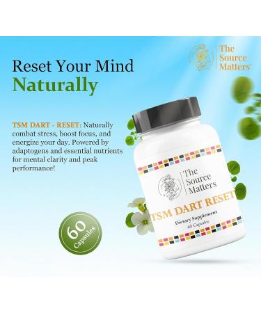 THE SOURCE MATTERS Dart Reset Dietary Supplement | Cognitive and Stress Response Formula with L-Theanine Bacopa Rhodiola and Ashwagandha for Cortisol Balance and Brain Health (60 Capsules) - Buy Online on GoSupps.com