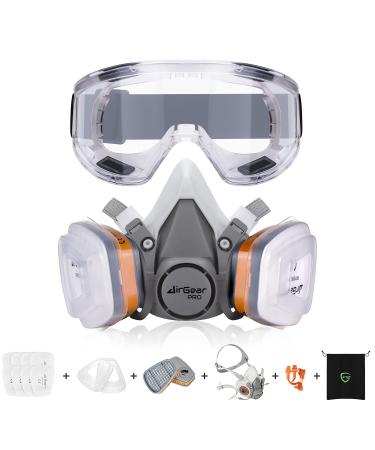 AirGearPro G-500 Reusable Respirator Mask with A1P2 Filters | Anti-Gas Anti-Dust | Gas Mask Ideal for Painting Woodworking Construction Sanding Spraying Chemicals DIY etc