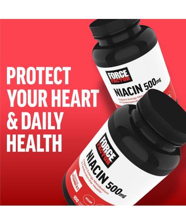 Force Factor Niacin Vitamin B3 to Support Cellular Energy and Cardiovascular Health Niacin 500mg Heart-Health Supplement Vegan No Gelatin Non-GMO 100 Vegetable Capsules - Buy Online on GoSupps.com