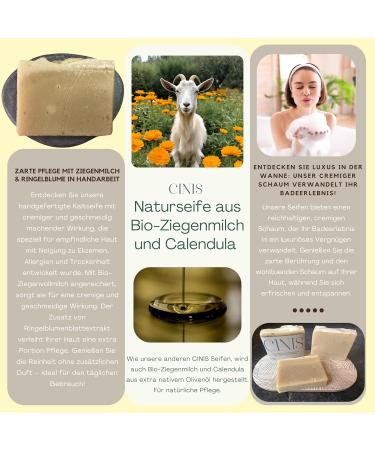 CINIS Organic Goat Milk and Calendula - Handmade 100% Natural Soap Especially for Sensitive Skin - e100g - Buy Online on GoSupps.com