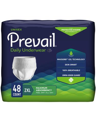 Prevail Adult Incontinence Underwear for Men & Women Maximum Absorbency XX-Large 48 Count 48 Count (Pack of 1)