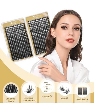 Cluster Eyelashes - 480 PCs DIY D Curl Individual False Eyelash Extensions - Soft & Light for Home Use (Qu07-D Mix 10-18mm) - Buy Online on GoSupps.com