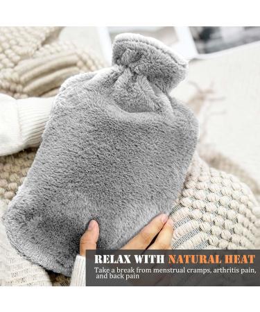 Bonilife Hot Water Bottle with Fluffy Cover - 2L Large Hot Water Bag for Men and Women - Pain Relief for Back and Neck - Cosy Nights - Light Grey - Buy Online on GoSupps.com