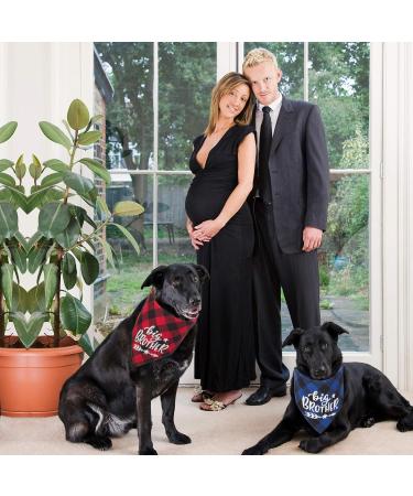 Adoggygo Big Sister Brother Dog Bandana - Buffalo Plaid Pregnancy Announcement for Small to Large Dogs - Red/Blue - Buy Online on GoSupps.com