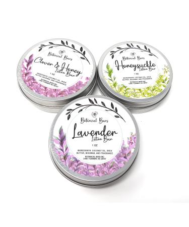 Floral Lotion Bar Set - 3 Lotion Bars 1oz Each - Lavender Honeysuckle and Clover and Honey