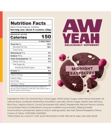 AwYeah Midnight Raspberry Mini Cookies Rich Chocolate Tart Raspberries & White Chocolate Gluten-Free Vegan 3.5oz (3 Pack) Bold Fruity All-Natural Non-GMO Plant-Based Treat for Snacking! - Buy Online on GoSupps.com