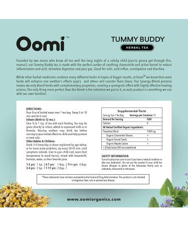 Organic Baby Gas Relief Tea - Colic & Acid Reflux - 30 Servings - Caffeine Free, Vegan | Oomi - Buy Online on GoSupps.com