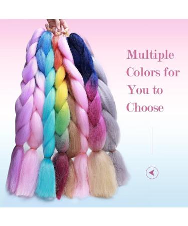 Tess Braids Blue 60 cm Extensions - 5 Pack Jumbo Kanekalon Ombre Hair Braids (Blue/Purple/Pink) for Box Braids - 100g per Bundle - Buy Online on GoSupps.com