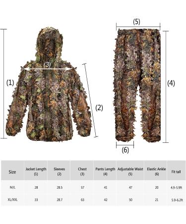 Leafy Ghillie Suit for Kids and Adults | 3D Camo Hunting Gear with Clothes, Gloves, Face Mask, and Bag | Lightweight Jungle and Halloween Camouflage Suit (M&L) - Buy Online on GoSupps.com
