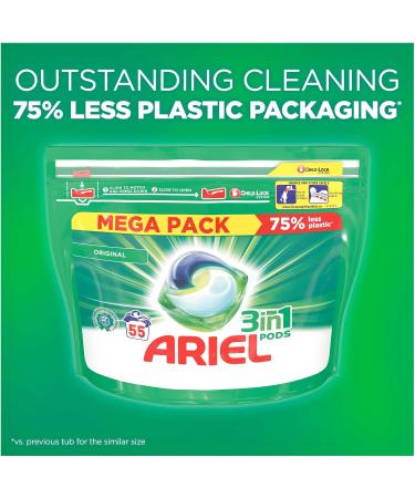 Ariel 3-In-1 Pods Original 55 Count - Laundry Detergent Pack of 1 - Buy Online on GoSupps.com