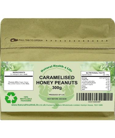 Natural Health 4 Life Caramelised Honey Peanuts 300g - Buy Online on GoSupps.com