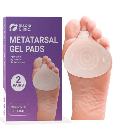 Metatarsal Pads by Insole Clinic  Ball of Foot Cushions Gel for Forefoot Burning Metatarsalgia Mortons Neuroma Sesamoiditis Pain Relief Blister Prevention 2 Pairs for Men Women
