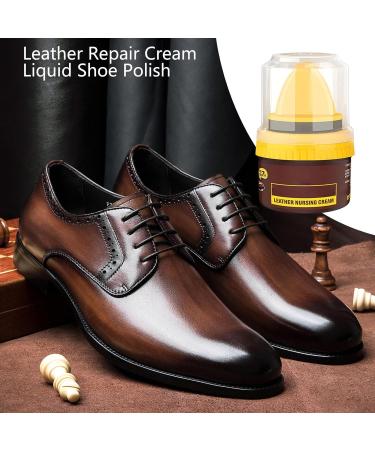 manting Leather Repair Cream Liquid Shoe Polish | Shoe Cream With Sponge Applicator | 50ml Leather Shoe Polish With Sponge Applicator | Shoe Cream Shoe Polish Kit | For Sofas Furniture Car Interiors Brown - Buy Online on GoSupps.com