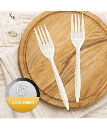 PAMI Medium Weight Disposable Plastic Forks 1000-Pack - Bulk White Silverware for Parties, Weddings, Catering - Sturdy Single-Use Forks - Buy Online on GoSupps.com