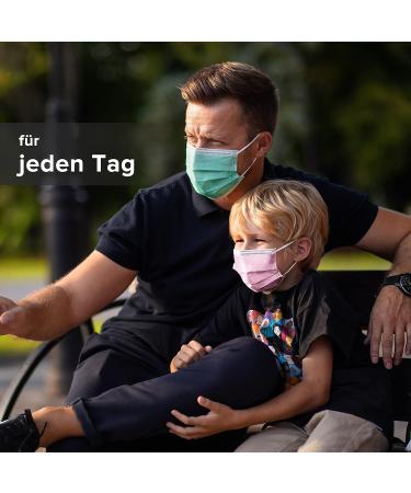 Small Size 50pc Disposable Face Masks Made in Germany | Type IIR & CE Certified | 99.78% Filtration | Elastic Earloops | Breathable Triple Layer | Rosa - Buy Online on GoSupps.com