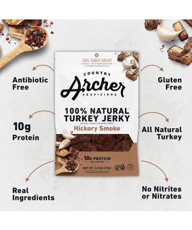 Country Archer 100% Natural Hickory Smoke Jerky - 2.5 OZ (Pack of 4) | Premium Snack - Buy Online on GoSupps.com