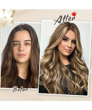 Nnzes Clip in Long Wavy Hair Extension 4PCS Thick Brown mix Blonde Double Weft 20 Inch Synthetic Hair Extension for Women - Buy Online on GoSupps.com