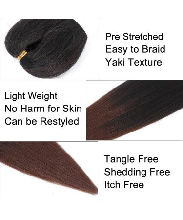 3 Packs/Lot EZ Braid 26 inch Professional Pre Stretched Braiding Hair Yaki Texture Braiding Hair for Crochet Hair Braids Long Free Synthetic Fiber Hair Extensions (#T1B/30) 26 Inch (Pack of 3) #T1B/30 - Buy Online on GoSupps.com