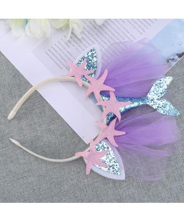 Lurrose Mermaid Headband - Glitter Hairband Party Accessory for Kids | Blue Starfish Hair Accessories - Buy Online on GoSupps.com