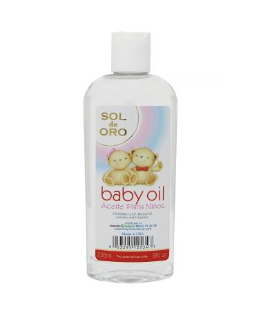 SOL DE ORO Baby Oil 8oz - Fresh Scent, Gentle Moisturizing Formula - Buy Online on GoSupps.com