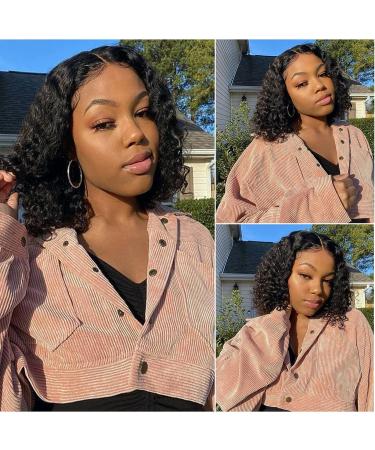 Short Curly Bob Human Hair Wig | 13x4 Lace Frontal | Pre Plucked & Glueless | 150% Density | Natural Black 10 - For Black Women - Buy Online on GoSupps.com