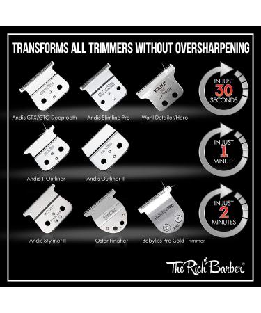 The Rich Barber 1 Minute Blade Modifier & 10 Second Blade Setter - Black Zero Gap Tool for Cleaner Fades & Sharper Lines - Compatible with Andis Outliners - Buy Online on GoSupps.com