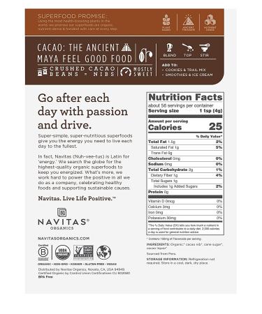 Navitas Organics Organic Cacao Sweet Nibs 8 oz - Healthy Snack & Baking Ingredient - Buy Online on GoSupps.com
