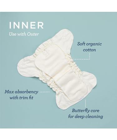 Esembly Cloth Nappy Bundle Set | Organic Absorbent Inners & Waterproof Nappy Cover | Size 1 (7-17lbs) | Sea Salt Color - Buy Online on GoSupps.com