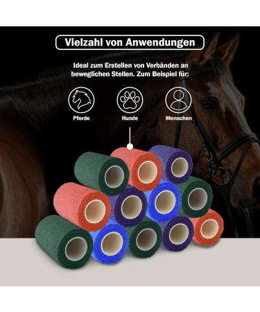 Nilo Self-Adhesive Association - 12 Rolls 7.5cm x 4.5m | Breathable & Elastic Self-Adhering Bandage for Animals & Humans - Color Mix - Buy Online on GoSupps.com
