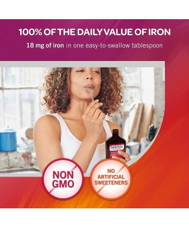 Geritol Liquid Vitamin & Iron Supplement - High-Potency B-Vitamins & Iron for Energy Support - Pleasant Taste, Easy to Swallow - Non-GMO - 12 Fl Oz - Buy Online on GoSupps.com