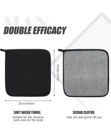 Tudomro Double Sided Exfoliating Wash Cloths - 10 Pack, 10x10 Inch, for Body Shower - Men and Women - Black - Buy Online on GoSupps.com