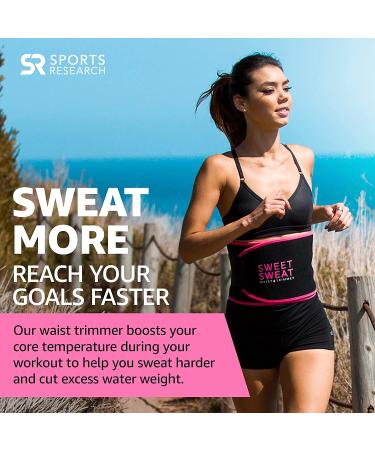 Sports Research Sweet Sweat Waist Trimmer - Large Black & Pink Belt for Enhanced Workout - Buy Online on GoSupps.com