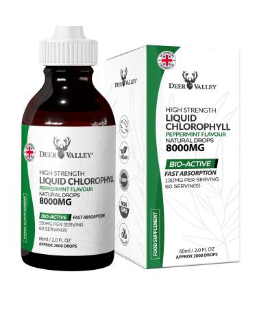 Deer Valley Chlorophyll Liquid Drops for Water - High Strength 130mg Serving Liquid Chlorophyll Drops  60ml for 60 Servings Health