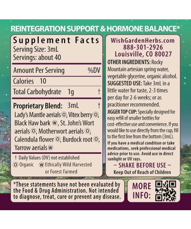 Buy WishGarden Herbs ReBalance After Birth - Plant-Based Herbal Supplement for Hormonal Balance - Vitex Berry & Motherwort - 4oz | Supports Postpartum Health - Buy Online on GoSupps.com