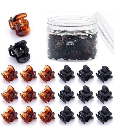 48 Pcs Small Mini Hair Claw Clips Hair Clamps for Women Girl's Hair (Black Brown)