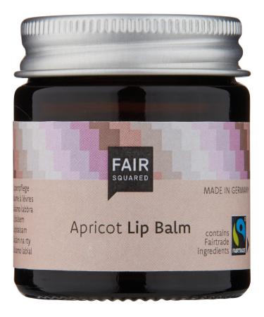 FAIR SQUARED Lip Balm Apricot Lip Care 20 gram Glass Jar - Fairtrade - Vegan Certified Natural Cosmetics