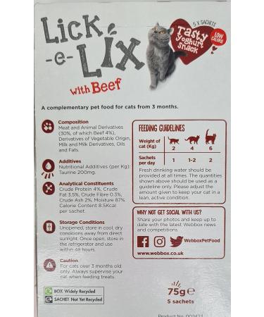 Webbox Lick-e-Lix with Beef Pack Of 4 Each Containing 5 X 15g Sachets (20 Sachets In Total)  - Buy Online on GoSupps.com