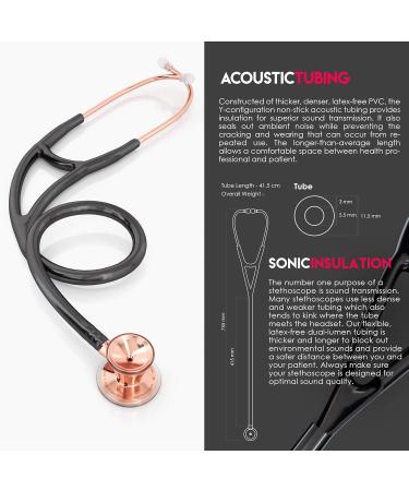 Buy MDF Instruments ProCardial Dual Head Stethoscope - Stainless Steel Adult-Pediatric with Convertible Bell | Free Parts for Life - Rose Gold/Black - Buy Online on GoSupps.com