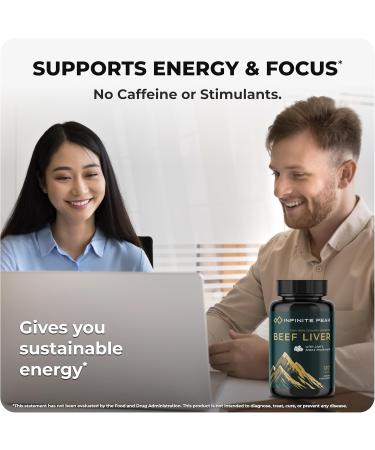 Natural Energy & Focus for High Performing Professionals w/Grass Fed Beef Liver Capsules w/Lions Mane | Grassfed Beef Liver Supplement Supports Full Body Wellness & Iron Levels | 30 Serving-120 Cnt - Buy Online on GoSupps.com