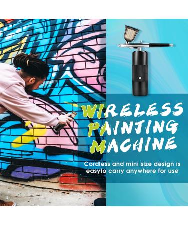 Airbrush Kit with Air Compressor Rechargeable Cordless Airbrush Gun Portable Handheld Airbrush Set for Makeup Cake Decor Model Coloring Nail Art Tattoo Simple Operation Easy Cleaning Black - Buy Online on GoSupps.com