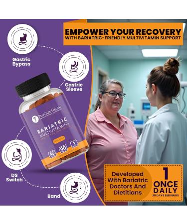 ProCare Health Bariatric Multivitamin with Iron 45mg (90 Easy to Swallow Tablets) - Post Op Bariatric Vitamins for Gastric Bypass Pills for Sleeve Patients Sustains Recovery & Energy (3 Month Supply) 90 Count (Pack of 1) - Buy Online on GoSupps.com