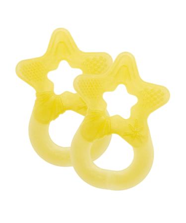 Dentistar Teething Ring Set for babies from 3 months - Star - baby teething aid made of thermoplastic elastomer (TPE) cooling teether reaches the molars Made in Germany Gelb | 2er Set