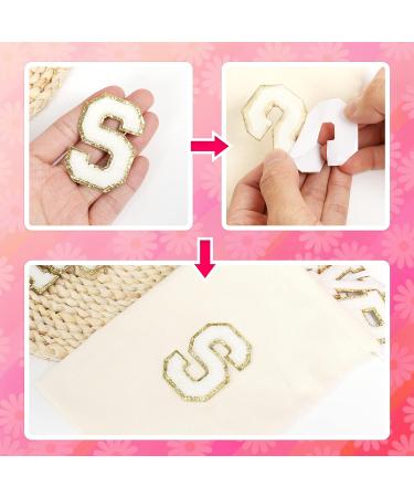 White Letter Chenille Patches - 26PCS Self-Adhesive Iron on Letters, Varsity Alphabet Embroidered Applique for Clothing and Accessories - Buy Online on GoSupps.com