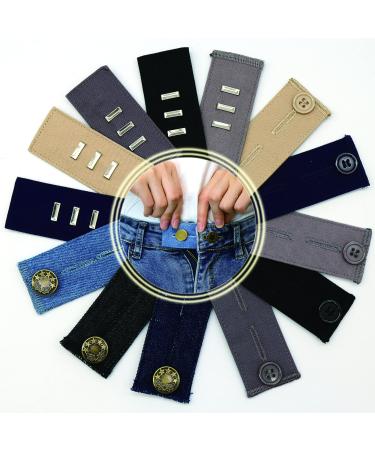 16PCS Button Jeans Extenders Pants Extenders Waistband Extenders Jean Button Elastic Trouser Button Adjustable Detachable Waist Extender