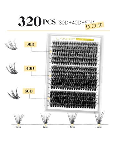 320pcs Eyelash Extension Set - Lankiz 30D/40D/50D D Curl Mix 10-16mm Individual Lashes with Adhesives & Applicator - Perfect for Beginners Reusable Kit - Buy Online on GoSupps.com