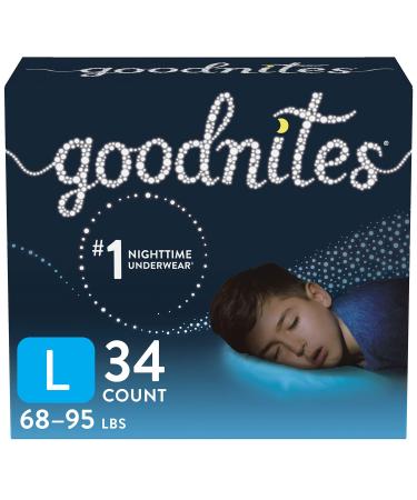 Goodnites Nighttime Bedwetting Underwear, Boys' L (68-95 lb.), 34ct, FSA/HSA-Eligible Large (34 Count)