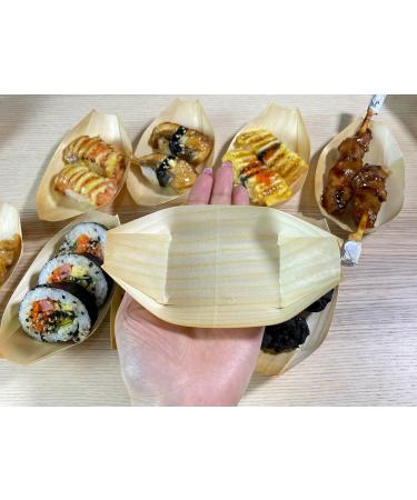 LOVMUTD Wooden Serving Dishes Disposable Serveware for Food Display Unique Wood Boat Shape Sushi Plate Ideal for Restaurants and Caterers Home Parties - Wood Bowls Takeout Tray(5 Inches 100 Pcs) - Buy Online on GoSupps.com