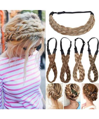 Fashion hair extension braided headband braid hair thick chunky hair band accessories costume braid hair part for women small-0.6 "dark brown